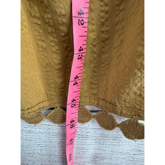 Maeve Anthropologie High Low Strapless Midi Dress Women's XL Gold BOHO NEW - Picture 12 of 13